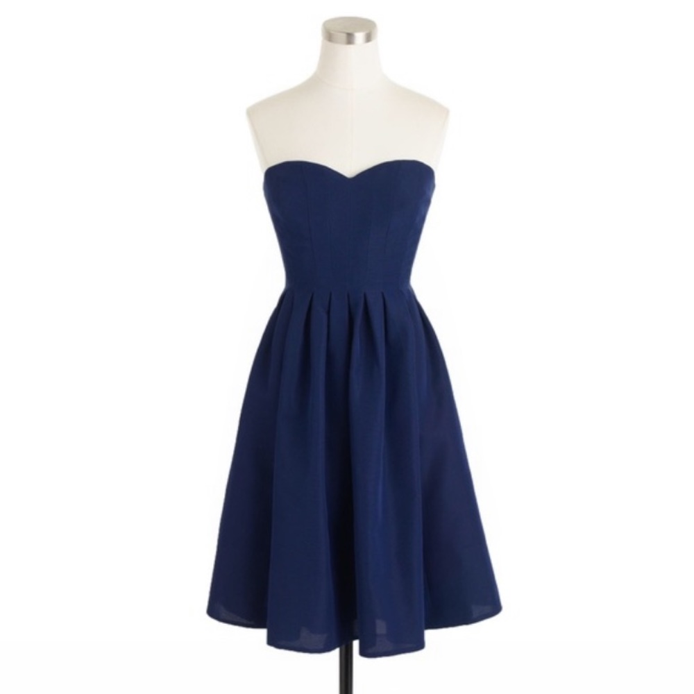 J. Crew Size 4 Marlie Classic Faille Navy Blue Strapless Bridesmaid Prom Dress
